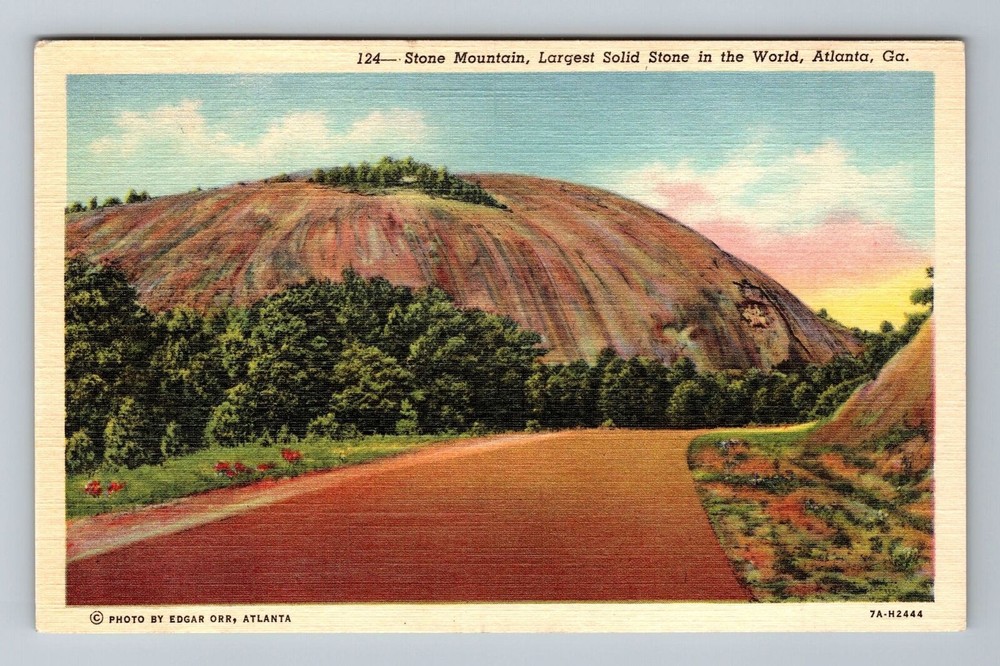 Atlanta GA-Georgia, Stone Mountain, Largest Solid Stone, Vintage Postcard