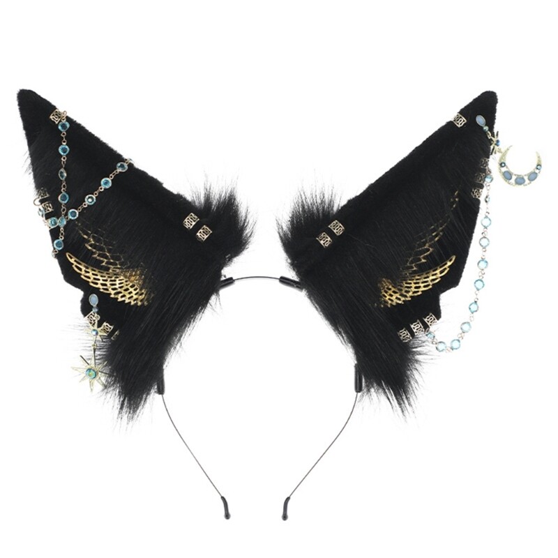 Wolf Headband with Dangle Jewelry for Punk & Cosplay - Gothic Adult Accessory