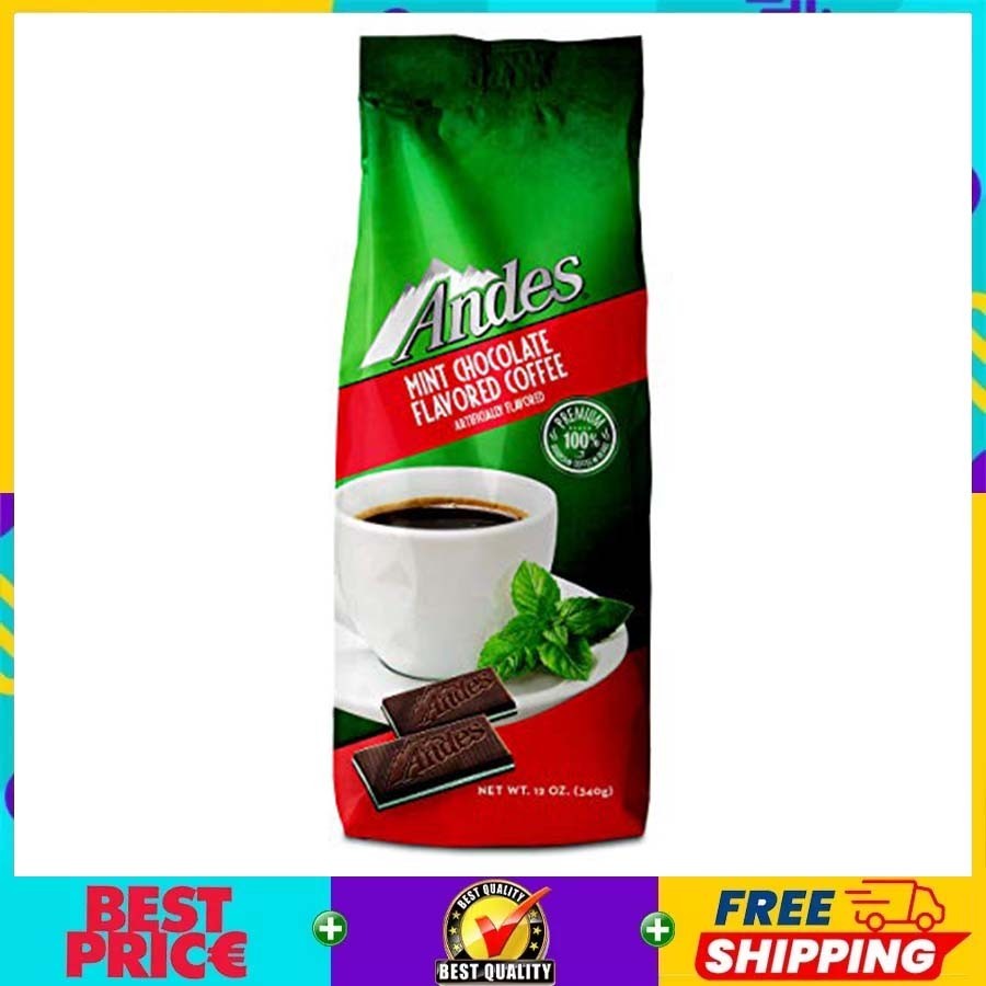 Andes Coffee Premium Arabica Ground Coffee with Chocolate Mint Flavor 12 Oz