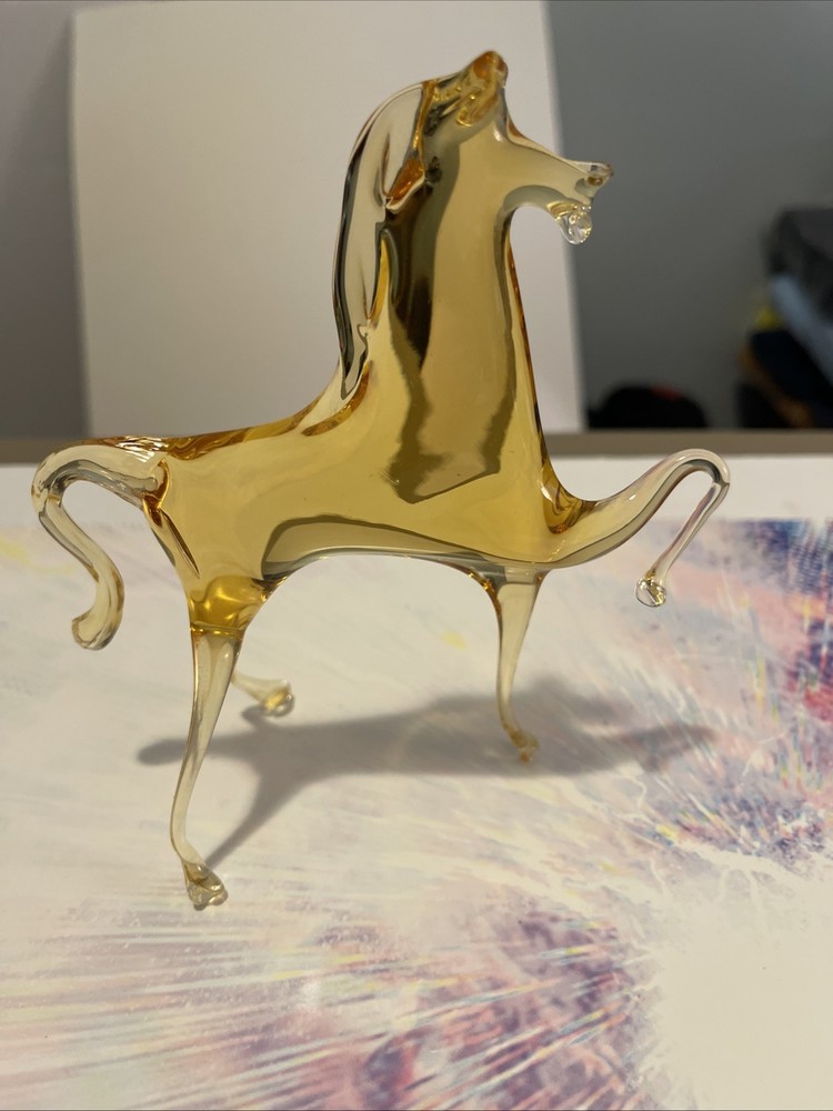 Vintage Amber Murano Italy Glass Stallion Figurine