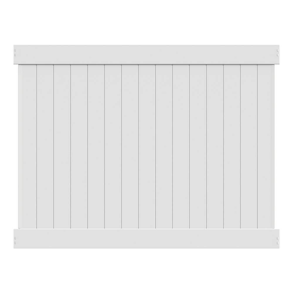 6ft x 8ft White Privacy Vinyl Fence Panel - Unassembled-image