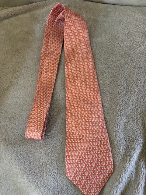 SALVATORE FERRAGAMO MENS NECK TIE Orange  Whimsical Print 58