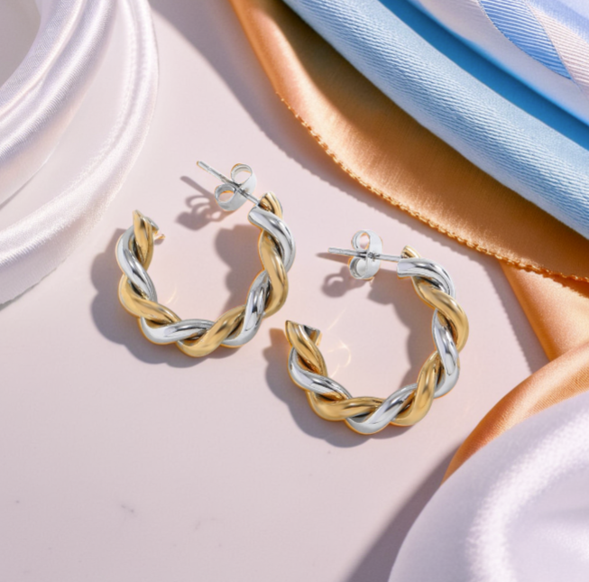 Twisted Rope Style Hoops, Casual Minimalist Earrings, Chunky Design, Gift Idea