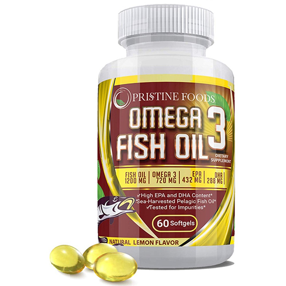 Pristine Foods Omega 3 Fish Oil 1200mg - 100% Pure EPA DHA Essential Fats Natura
