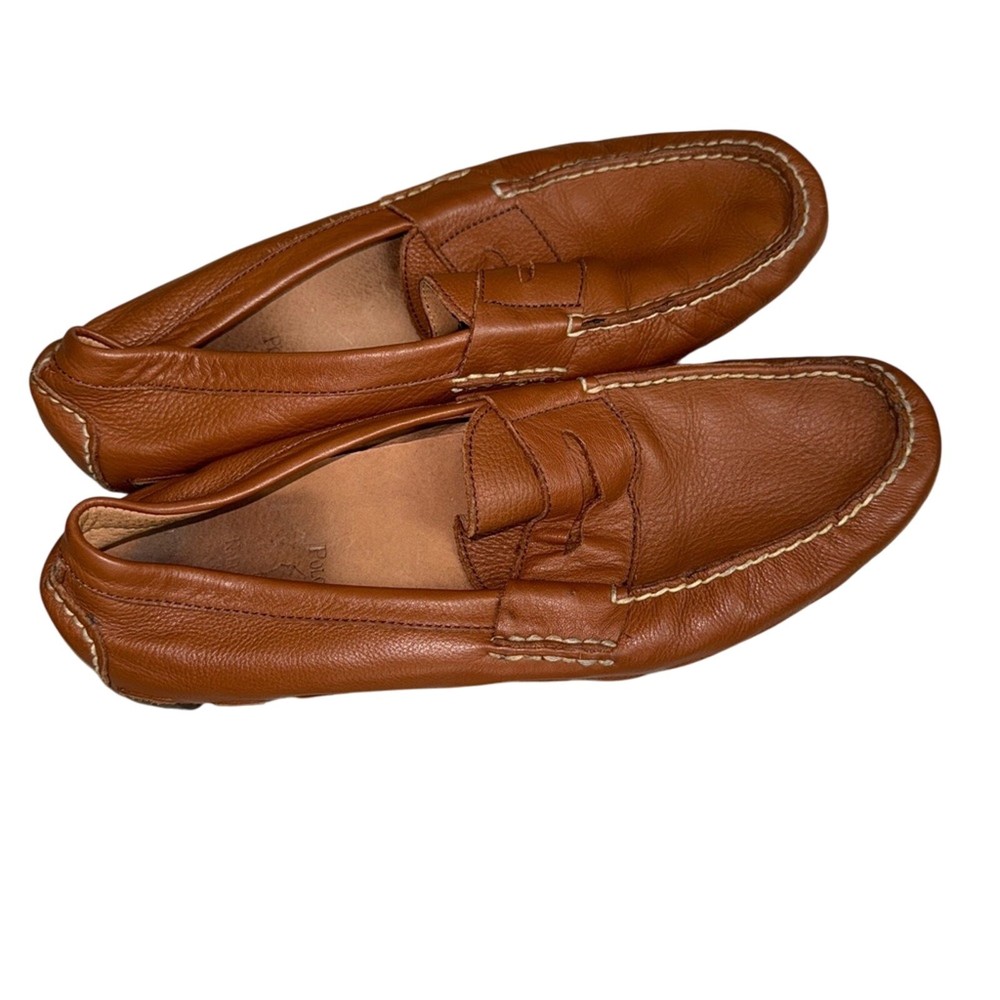 Polo Ralph Lauren Men’s Brown Cognac Leather Loafers Size 9.5