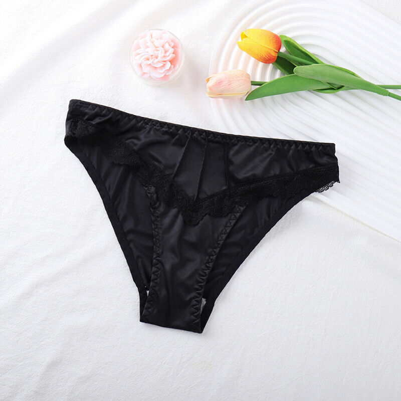 5 Packs Lot Sexy Womens High Leg Thongs Satin Panties Bikinis Briefs Underwear
