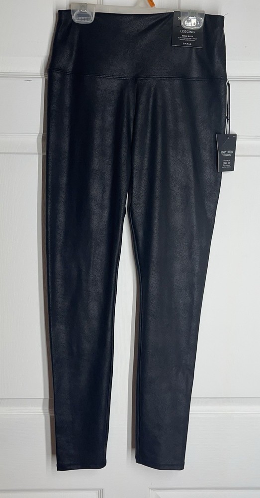 Simply Vera Wang High Rise Faux Leather Live In Leggings Women's Size Small NWT