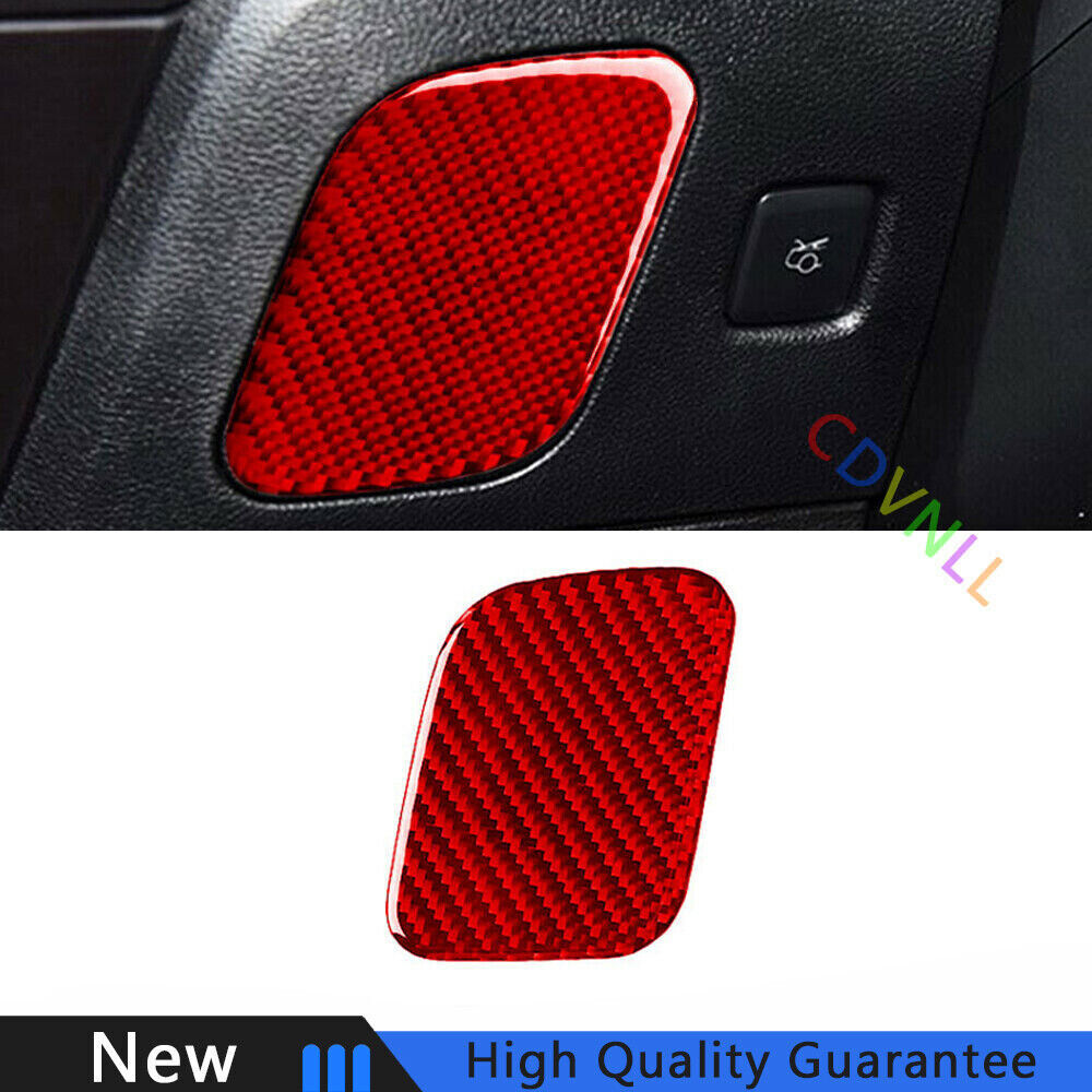 For Ford Mustang 15-2022 Red Carbon Fiber Driver's Storage Box Handle Bowl Trim