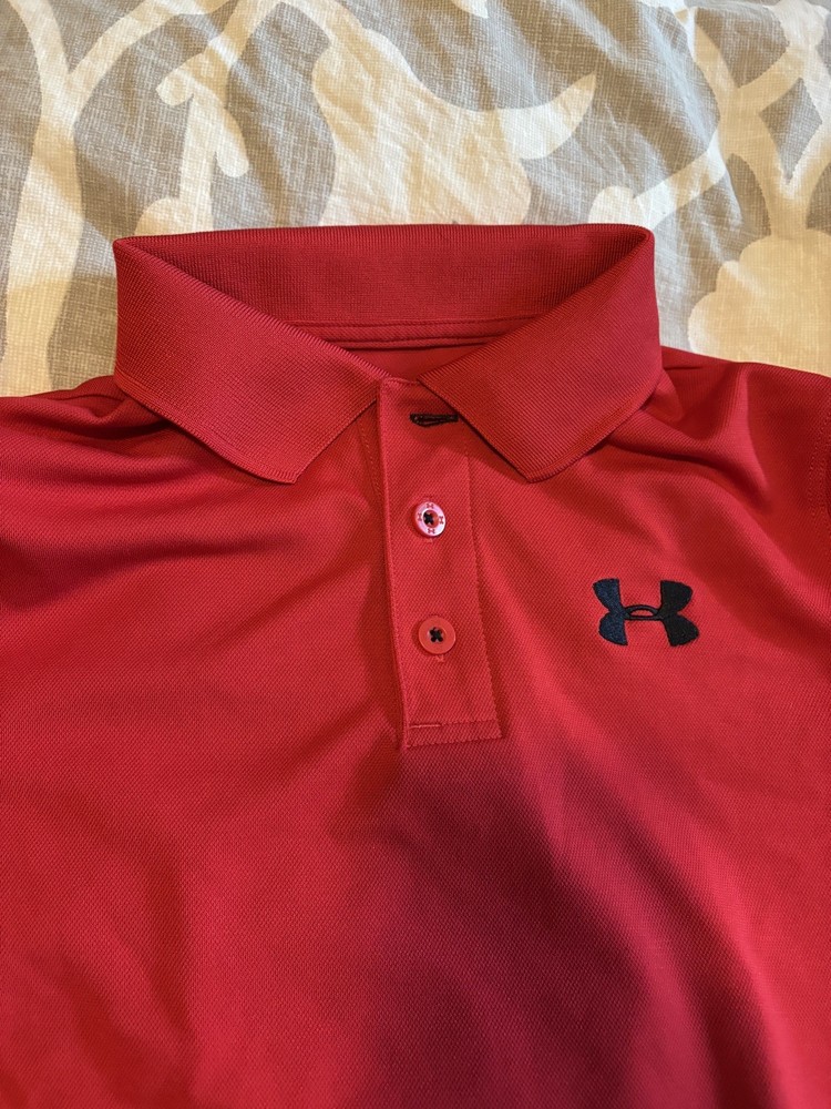 Under Armour Youth Boy Polo Red Youth Large Golf Shirt