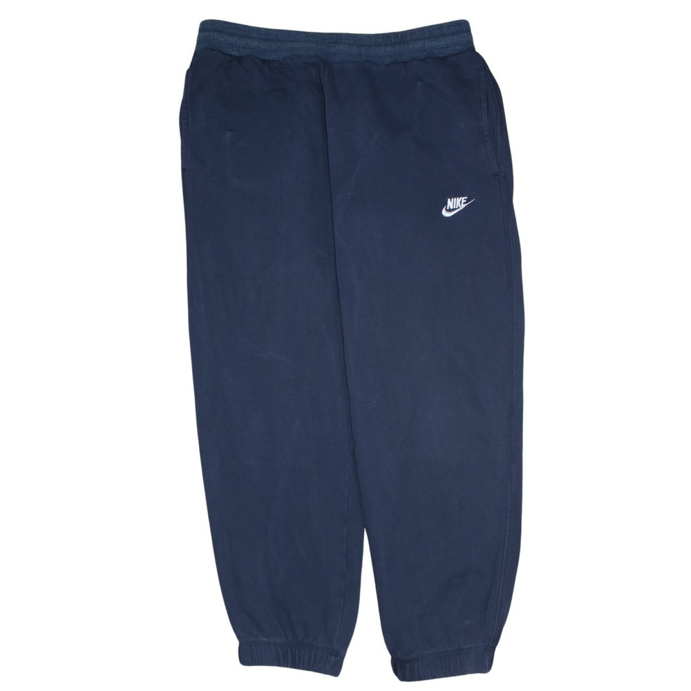 Nike Mens Joggers Navy Blue Nylon Embroidered Swoosh Elastic Cuffed Pants M