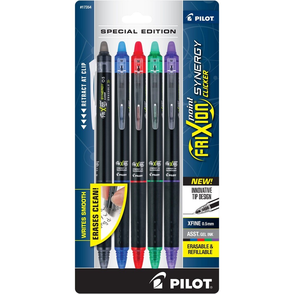 Pilot 17354 0.5 mm FriXion Synergy Clicker Gel Pen - Assorted (5/Pack) New