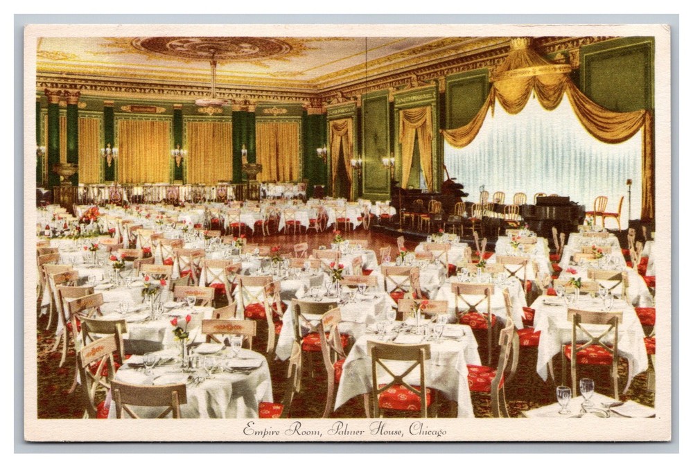 Chicago Illinois IL Empire Room Palmer House Linen Postcard
