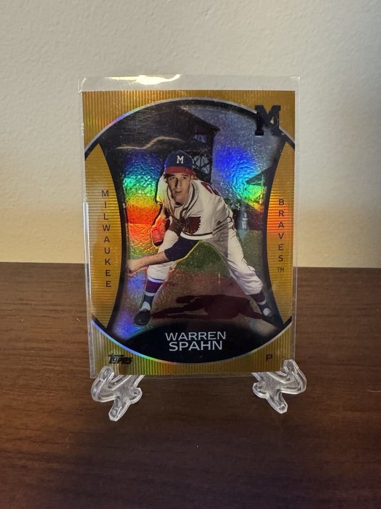 2010 Topps Legends Warren Spahn Gold Chrome Target Cereal Refractor #GC14 Baseball Card