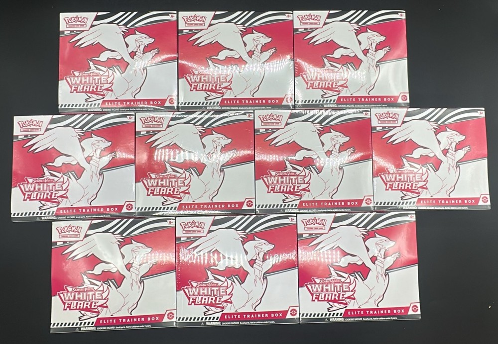 Lot of (10) Pokemon TCG White Flare Elite Trainer Boxes SEALED ETBPROBSTEIN123 is actively accepting CONSIGNMENTS !!