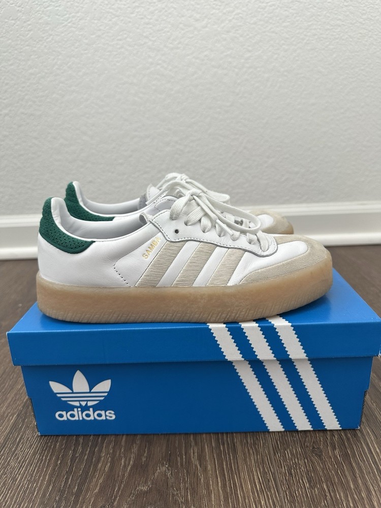 [With Box] Adidas Sambae Women’s Size 5.5 Off White/ Aluminum / Gold Metallic