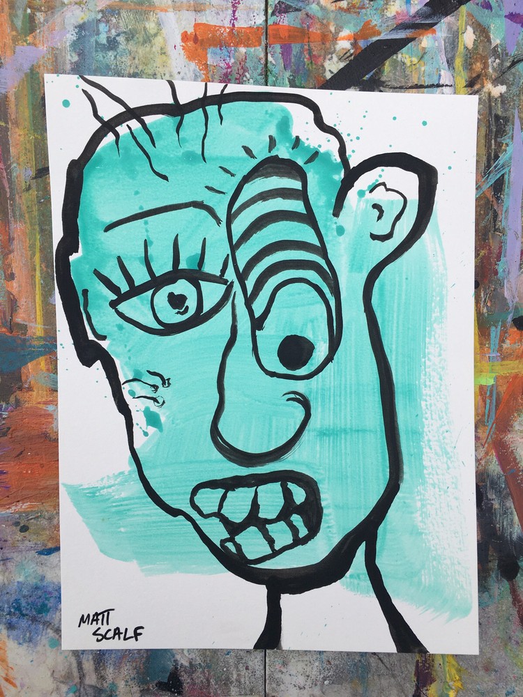 Matt Scalf Face Abstract Street Pop Art Graffiti ORIGINAL PAINTING 9x12 Portrait