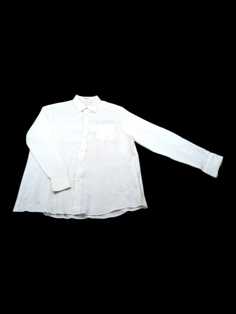 J.Crew Men’s 100% Linen Button‑Down Shirt – Slim Fit White Hong Kong Made