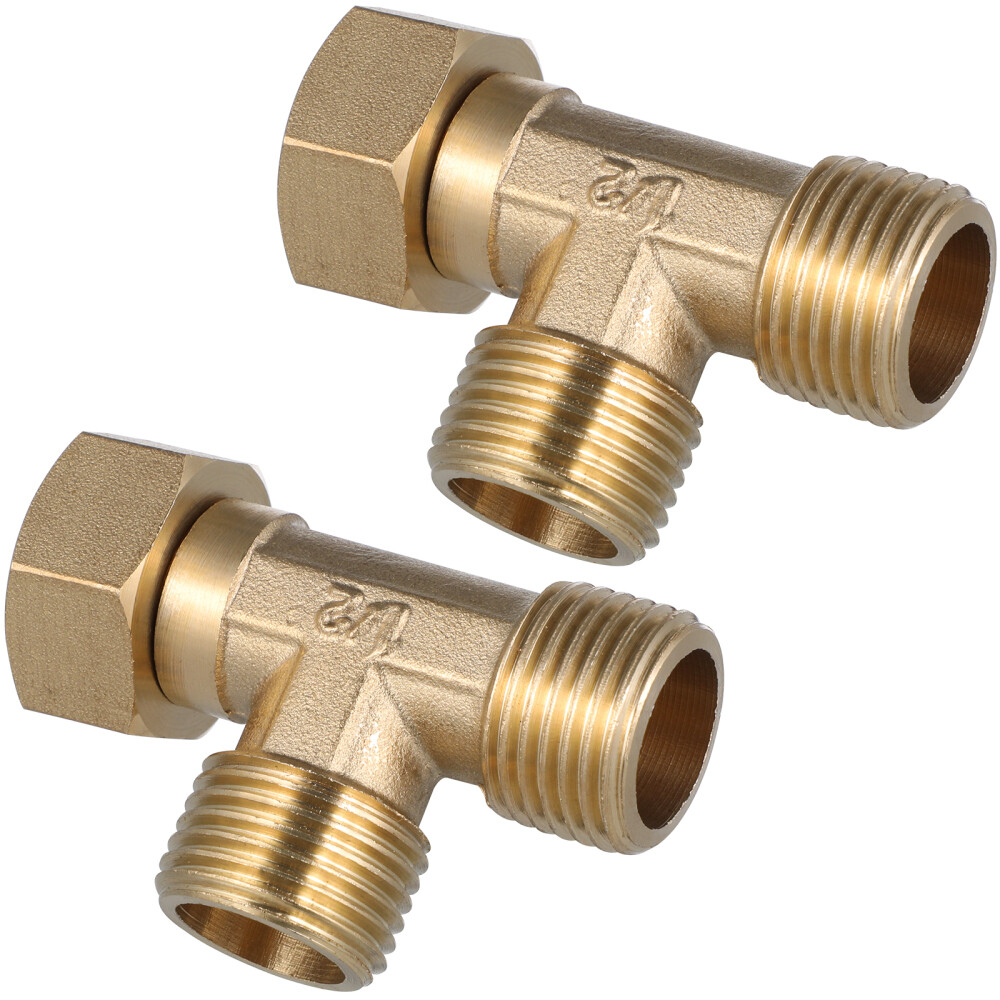2pcs Hose Splitter Brass Pipe Connector 3 Way Pipe Splitter