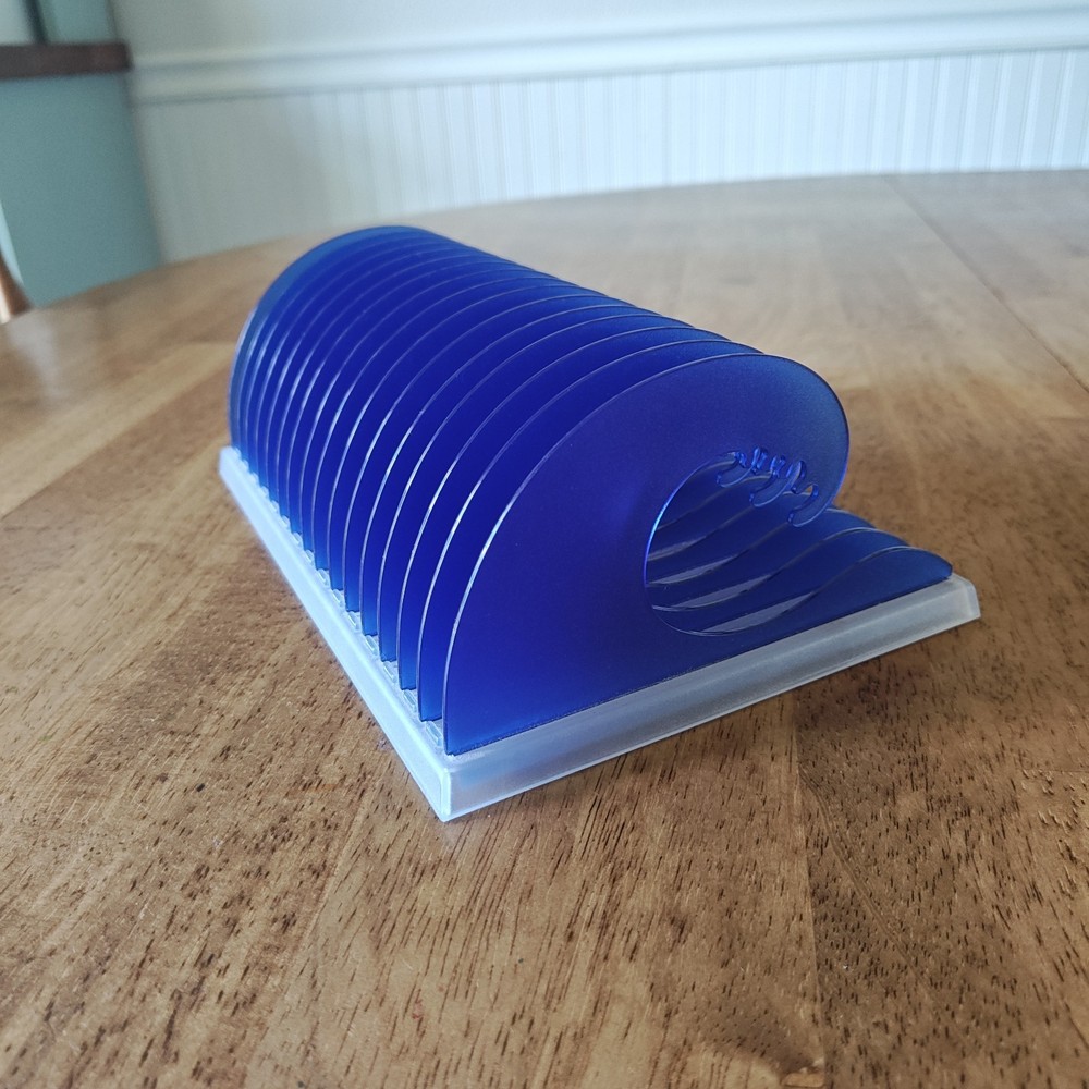Vintage Y2K Blue Wave Plastic 15 CD Holder Media Organization See Through Blue