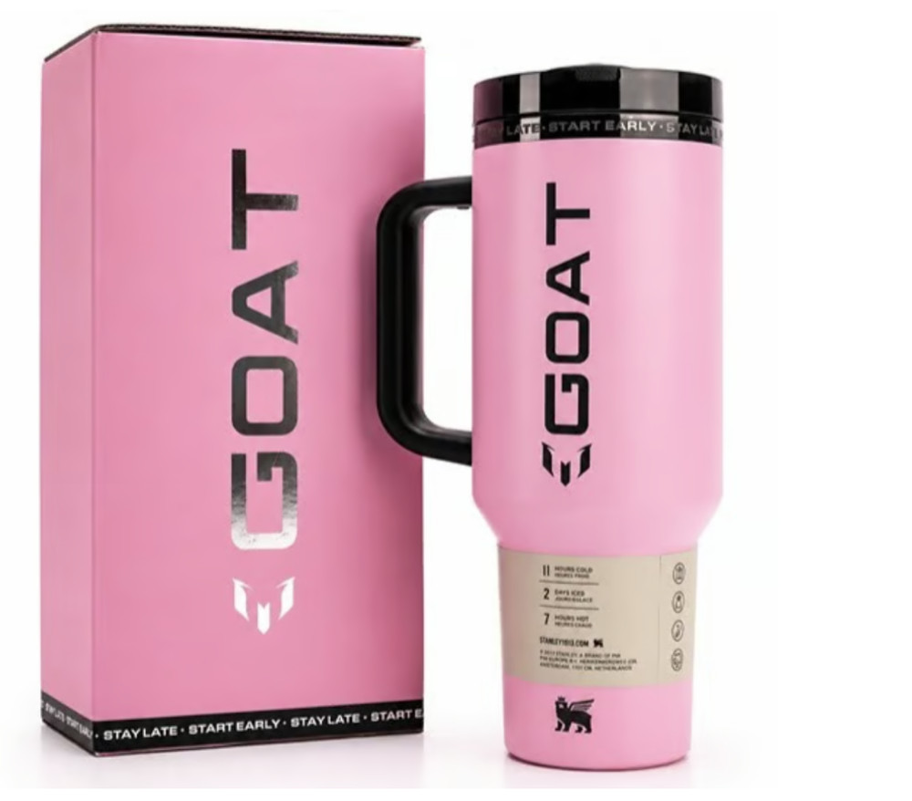 The Messi X Stanley Tumbler 40 Oz Pink