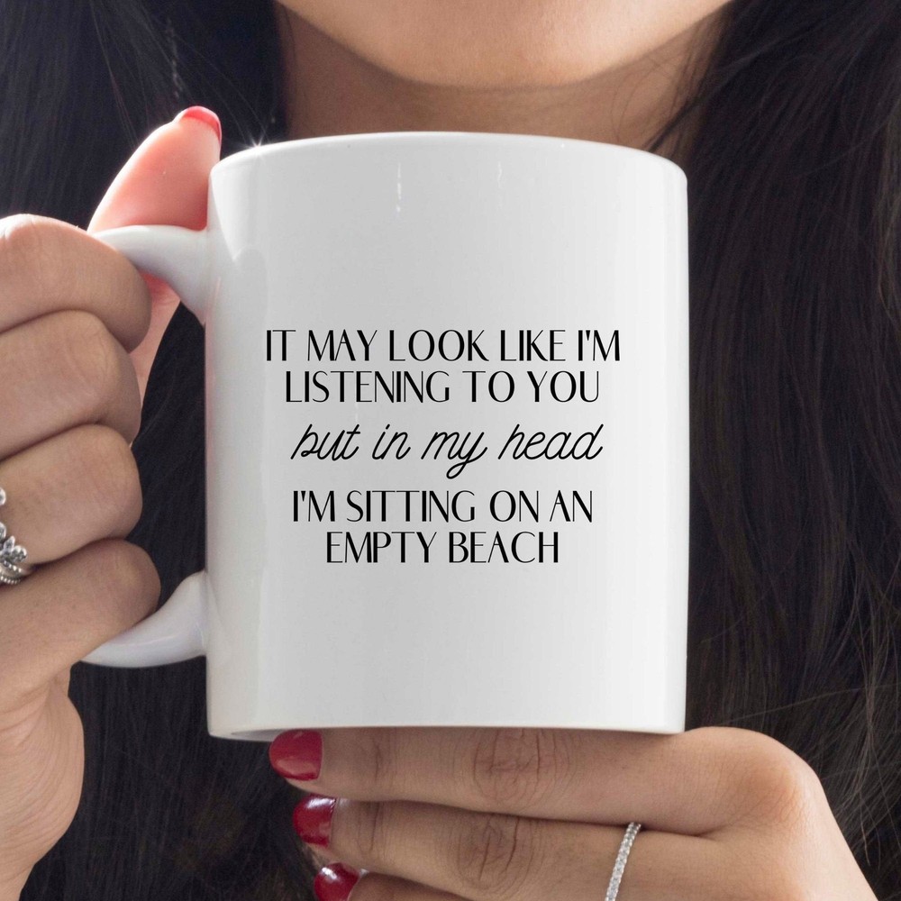 Beach Mug Funny Beach Lover Gift In My Head I'm On The Beach Gift For Beach Goer