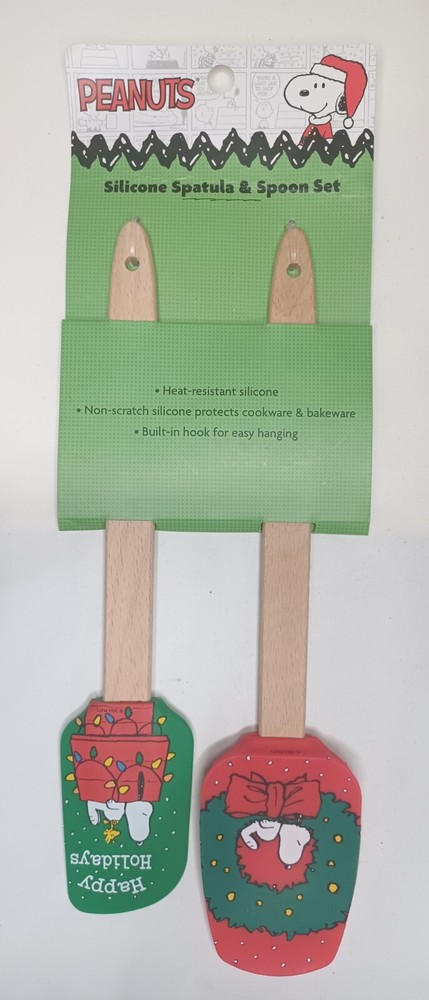 Peanuts Christmas Holiday Charlie Brown Snoopy Silicone Spatula & Spoon New!