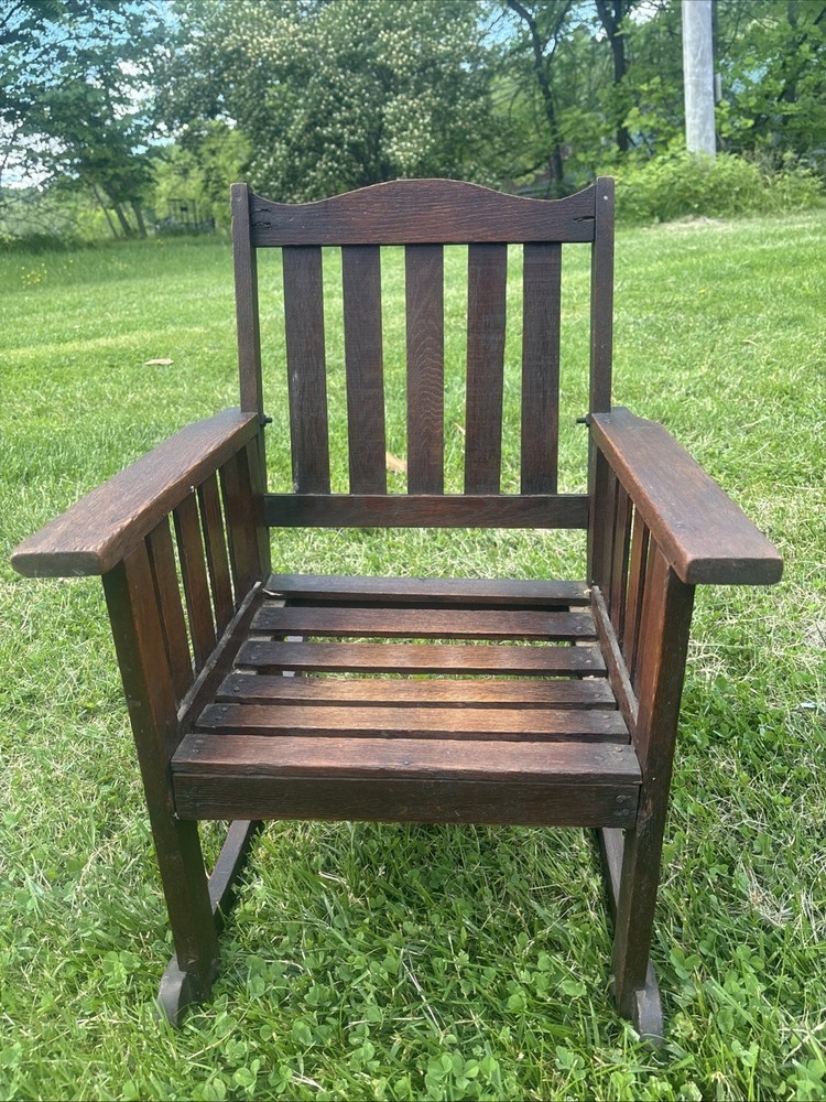 Antique Solid Oak Child Rocking Chair
