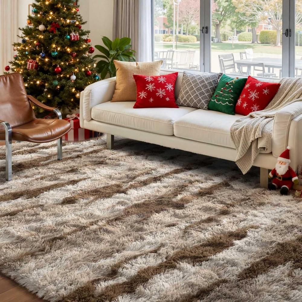 FinRèc Brown Rugs for Bedroom 4' x 6' (Rectangular), Tie-dye Light