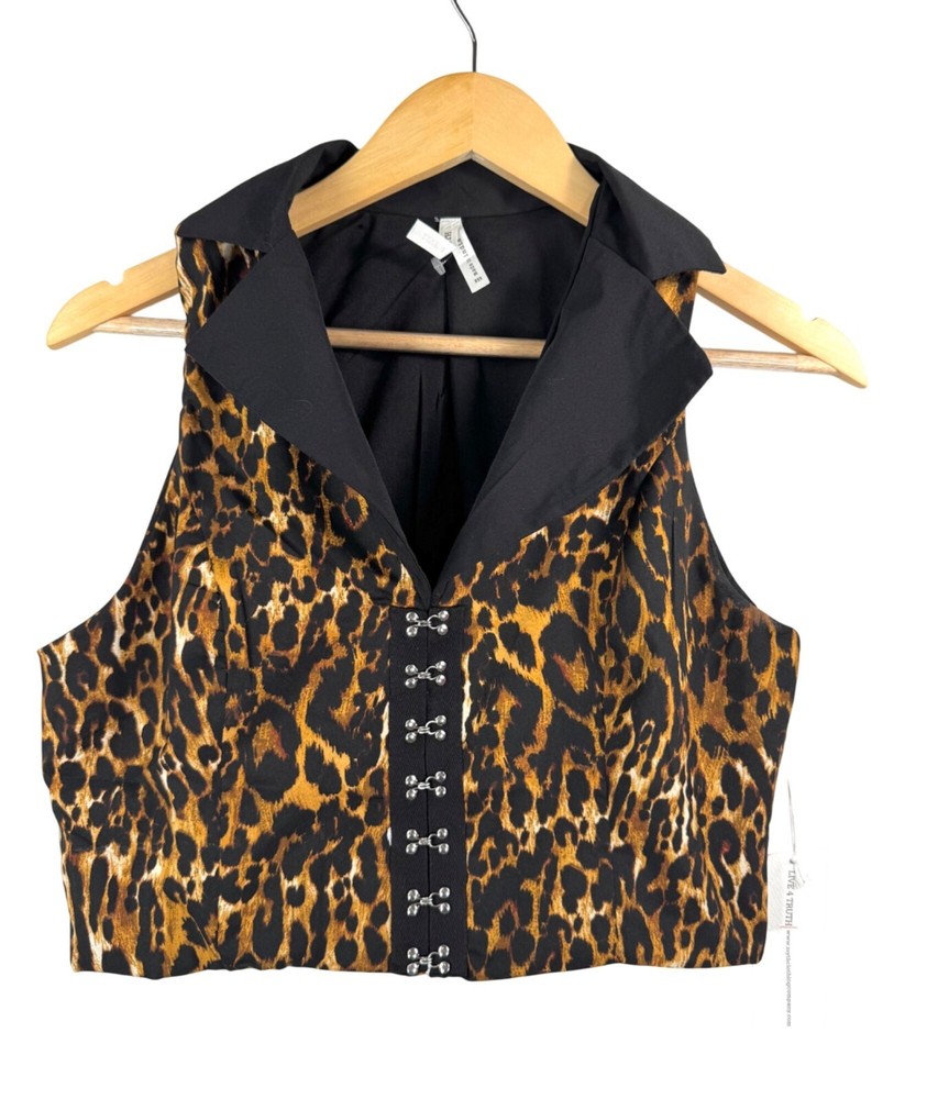Live 4 Truth Leopard Print Corset cropped top Y2K 90s boho sz M
