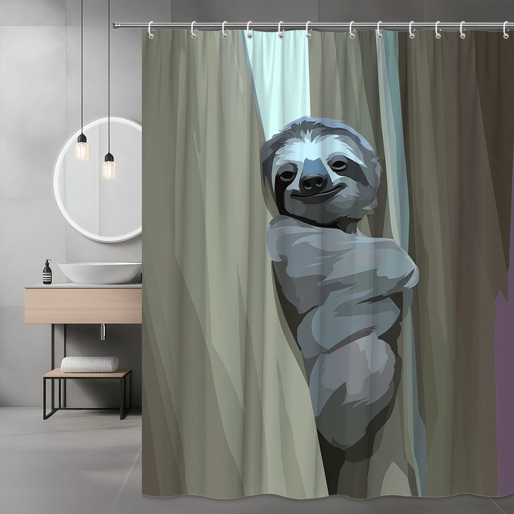 Sloth Shower Curtain Forest Animal Graphic Print