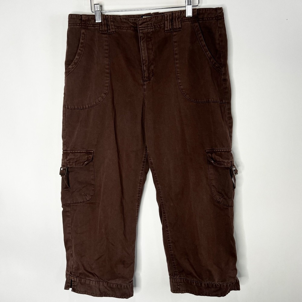 Caribbean Joe Capri Capris Cargo Pants Brown Y2K Style Women's Size 14