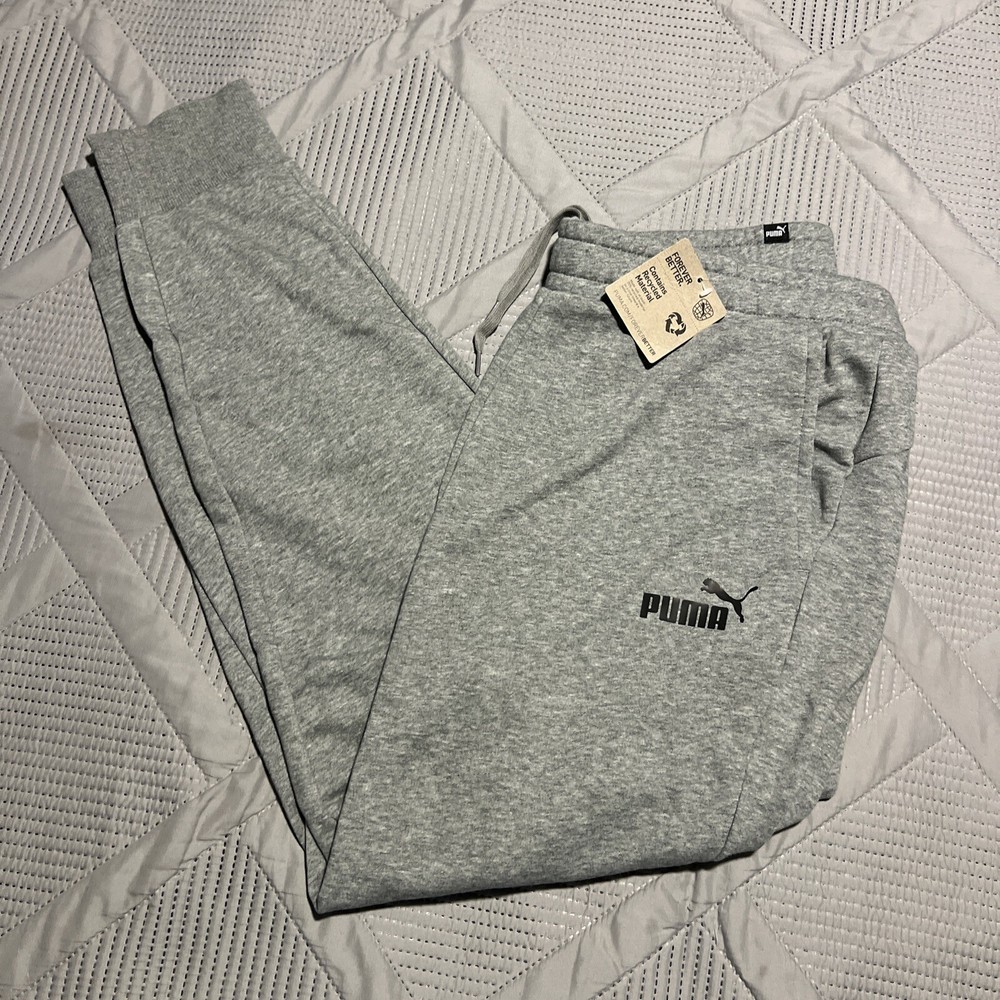 PUMA Men's Knit Jogger Essentials Logo Pants Drawstring Waist Casual Size XL