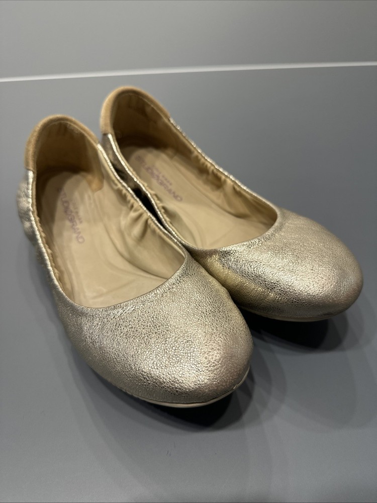 Cole Haan Women's Studio Grand Gold Leather Ballet Flats Shoes Size 8.5