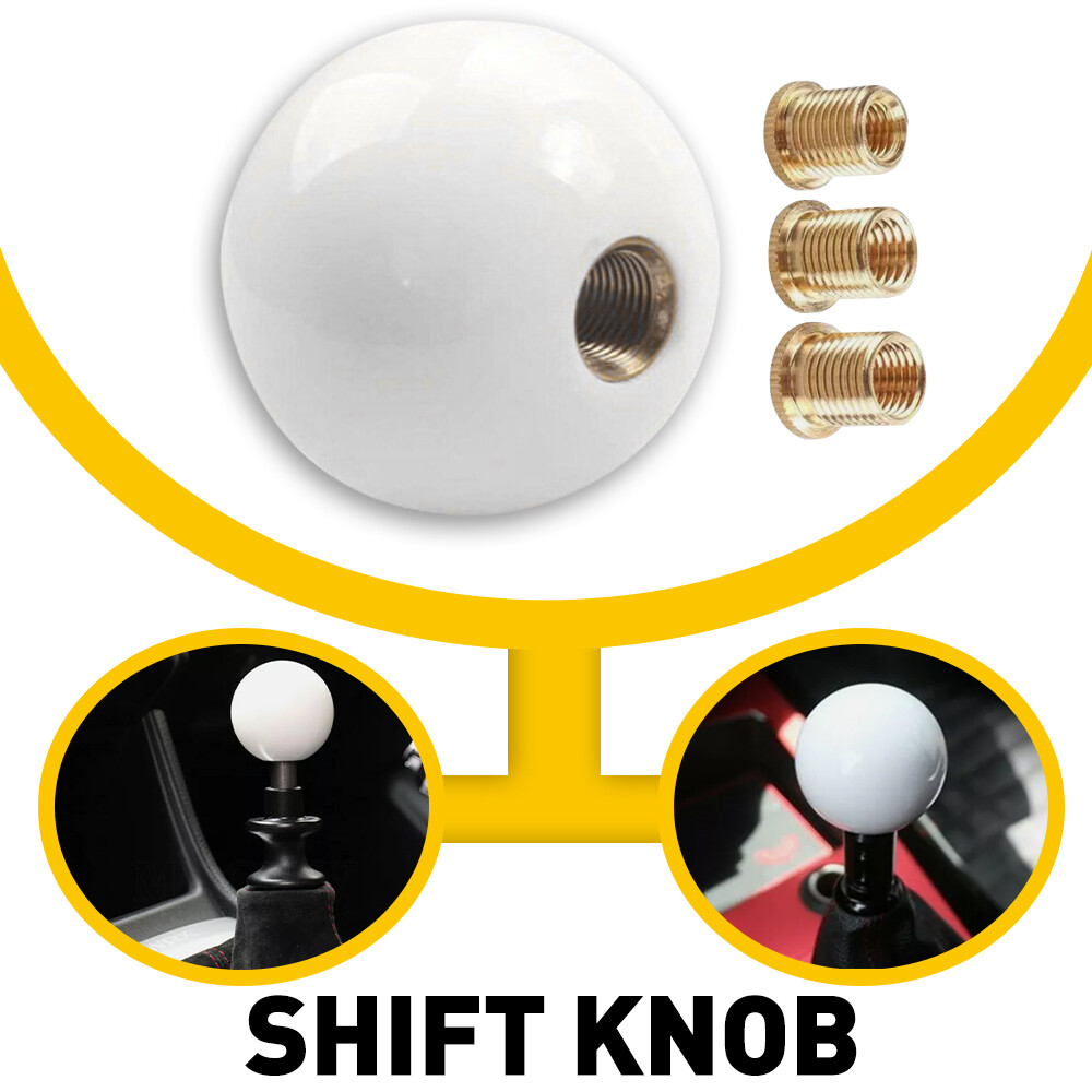 Glossy White Round Ball Universal Acrylic Shift Knob Manual Gear Shifter Head I