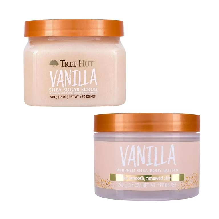 NEW Tree Hut Vanilla Shea Sugar Scrub Bundled With Whipped Body Butter, 26.4oz