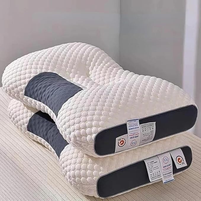 2Pc Soft Knitted Adjustable Ergonomic Neck Pillow for Sleeping