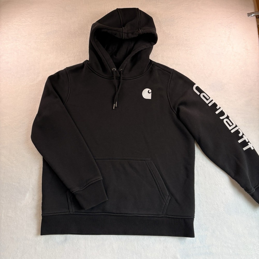 Carhartt Women’s Relaxed Fit Midweight Hoodie Logo Long Sleeve Black Size L