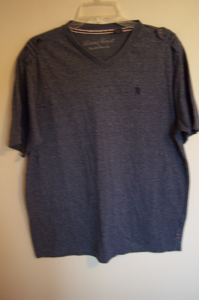Lions Crest by English Laundry Navy Short Sleeve V-Neck Cotton Shirt Size XL