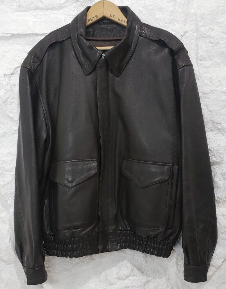 Vintage Neil Cooper Type A-2 Brown Leather Aviator Flight Jacket Size Large