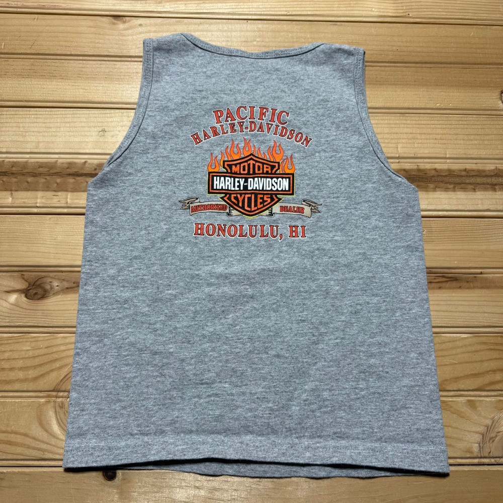 Vintage Y2K 2002 Harley-Davidson Pacific Honolulu Hawaii Biker Tank Top Kids 6/8