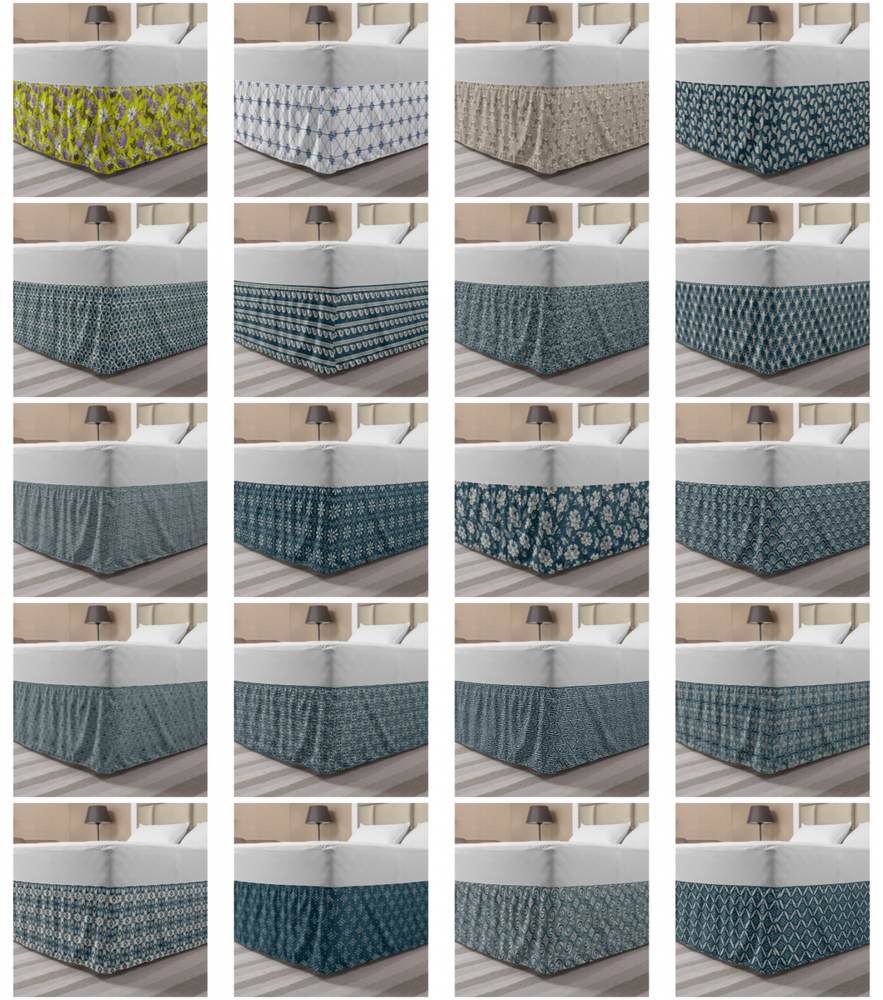 Ambesonne Vintage Themed Bedskirt Elastic Wrap Around Skirt Gathered Design