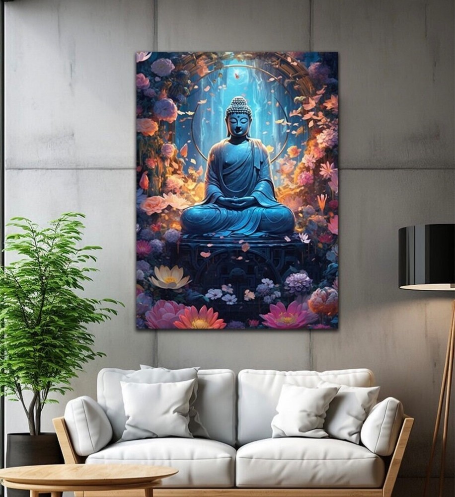 Buddha lotus throne meditation Canvas Wall Art spiritual Buddhist Home Decor