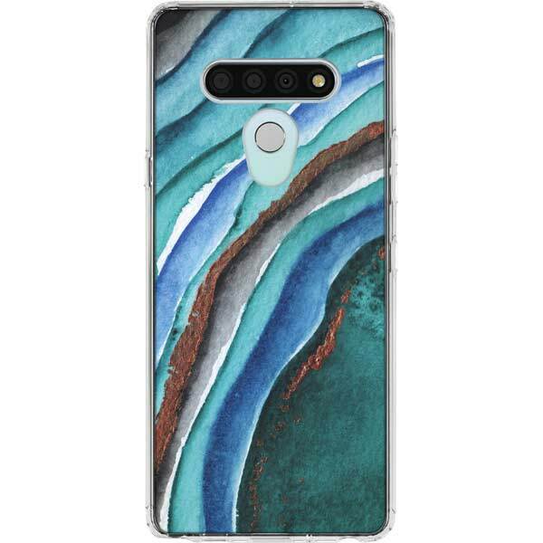 Geode LG Stylo 6 Clear Case - Turquoise Watercolor Geode