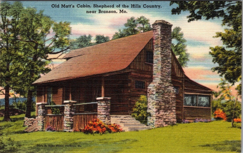 Branson MO-Missouri, Old Matt's Cabin Vintage Souvenir Postcard