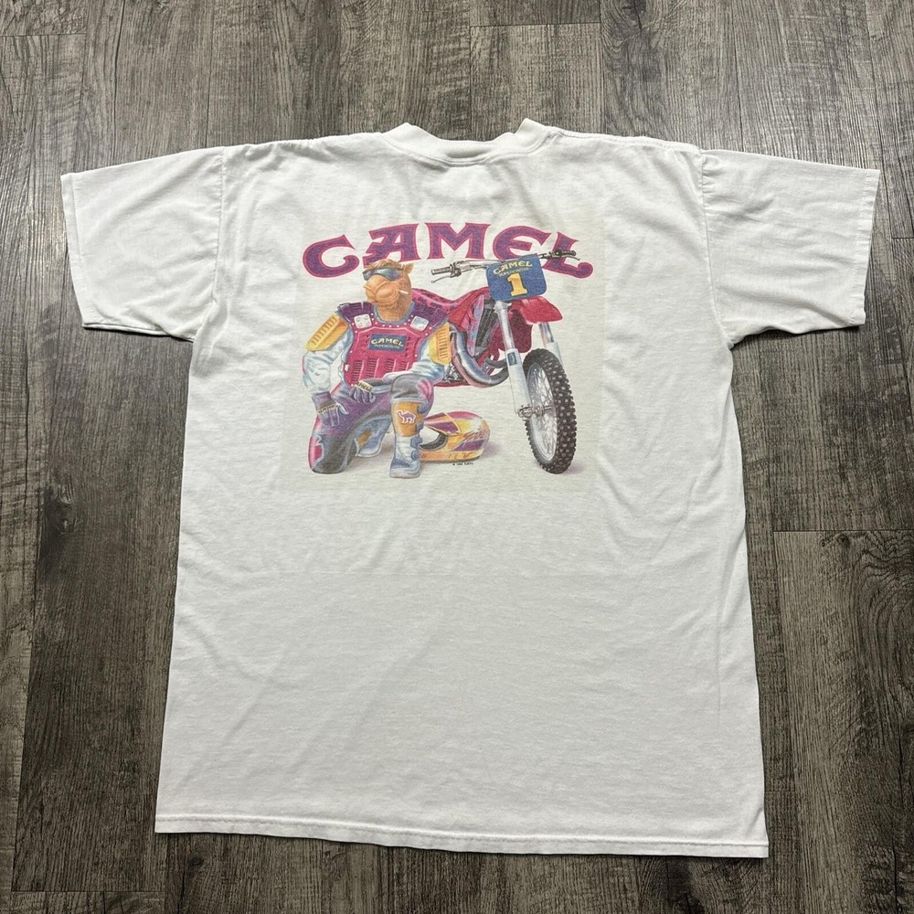 Vintage Joe Camel Motocross Supercross Racing Bike Cigarette  Shirt