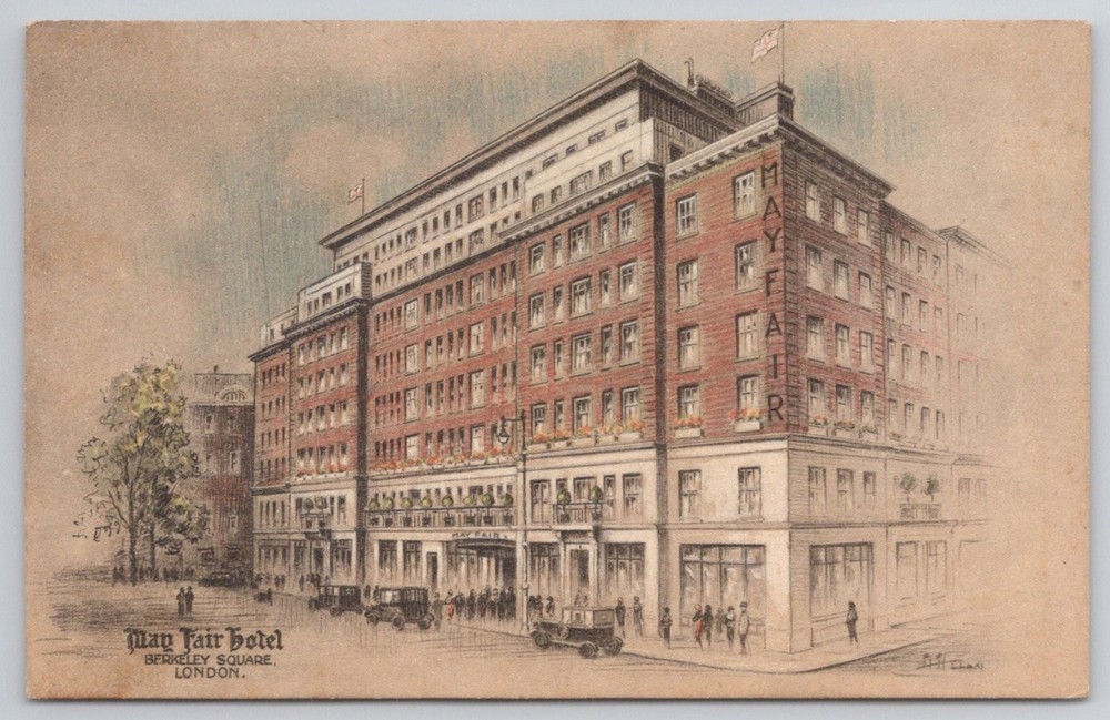 Vintage May Fair Hotel Postcard Berkeley Square London Luxury Architecture