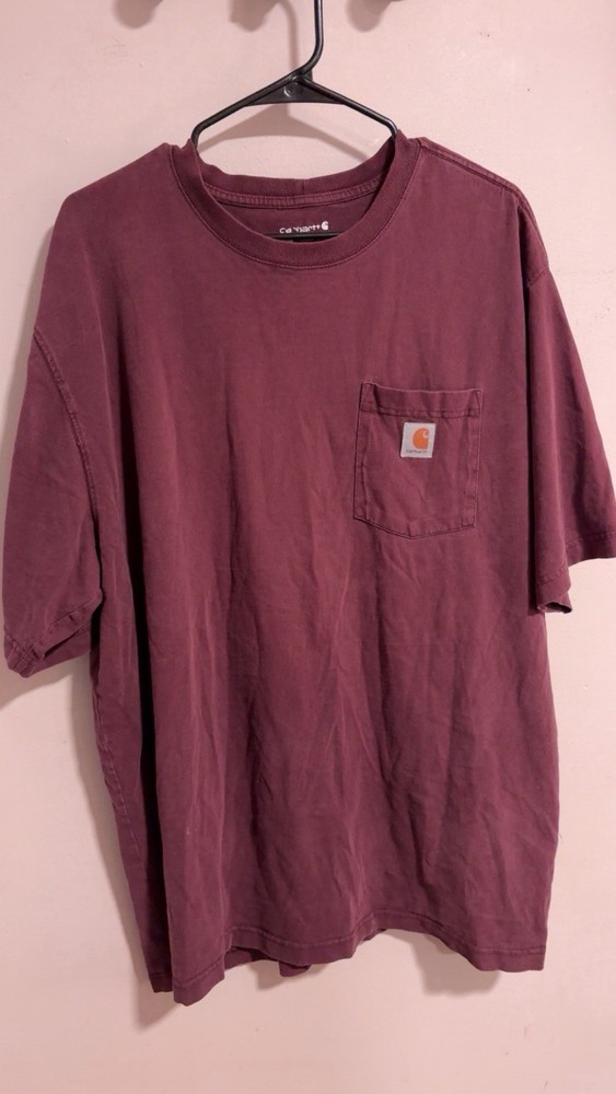Carhartt Men's Original Fit Pocket Short Sleeve  T-Shirt Burgundy Mens Sz L