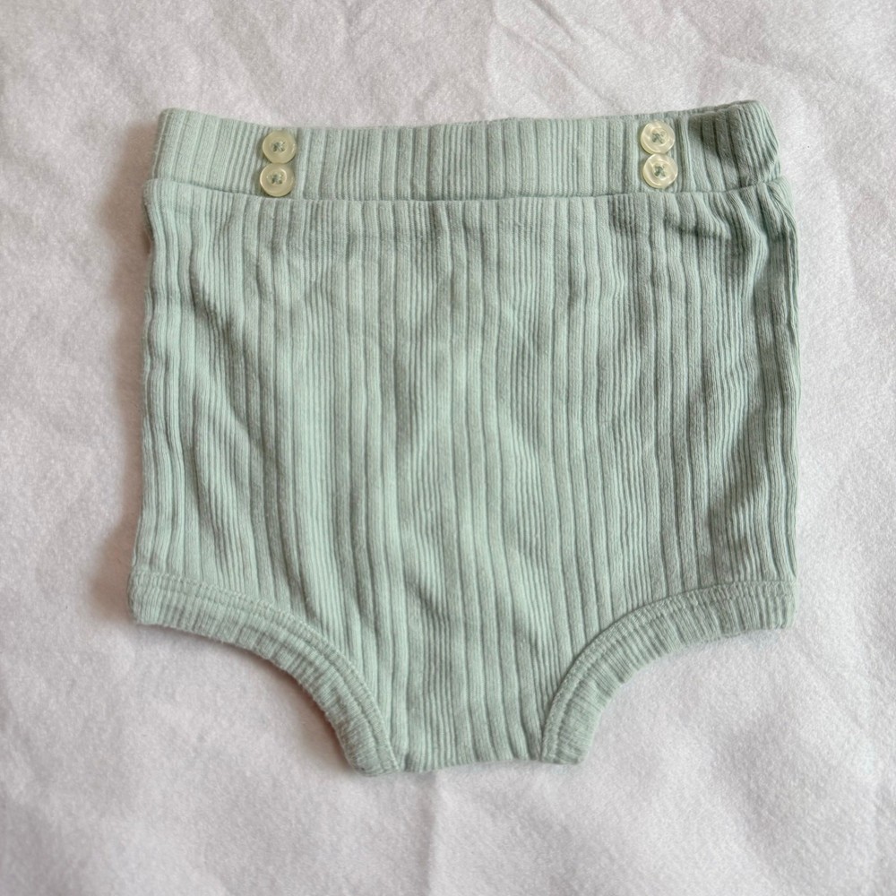 Kate Quinn Mint Green Ribbed Button Shorties Shorts Bloomers Baby 6-12 Months
