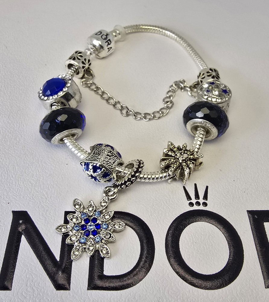 SILVER BRACELET WITH  LOVE EUROPEAN CHARMS,7.5