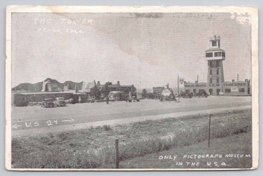 The Tower Genoa Colorado Summit of the Plains Roadside Attraction Postcard 1940s